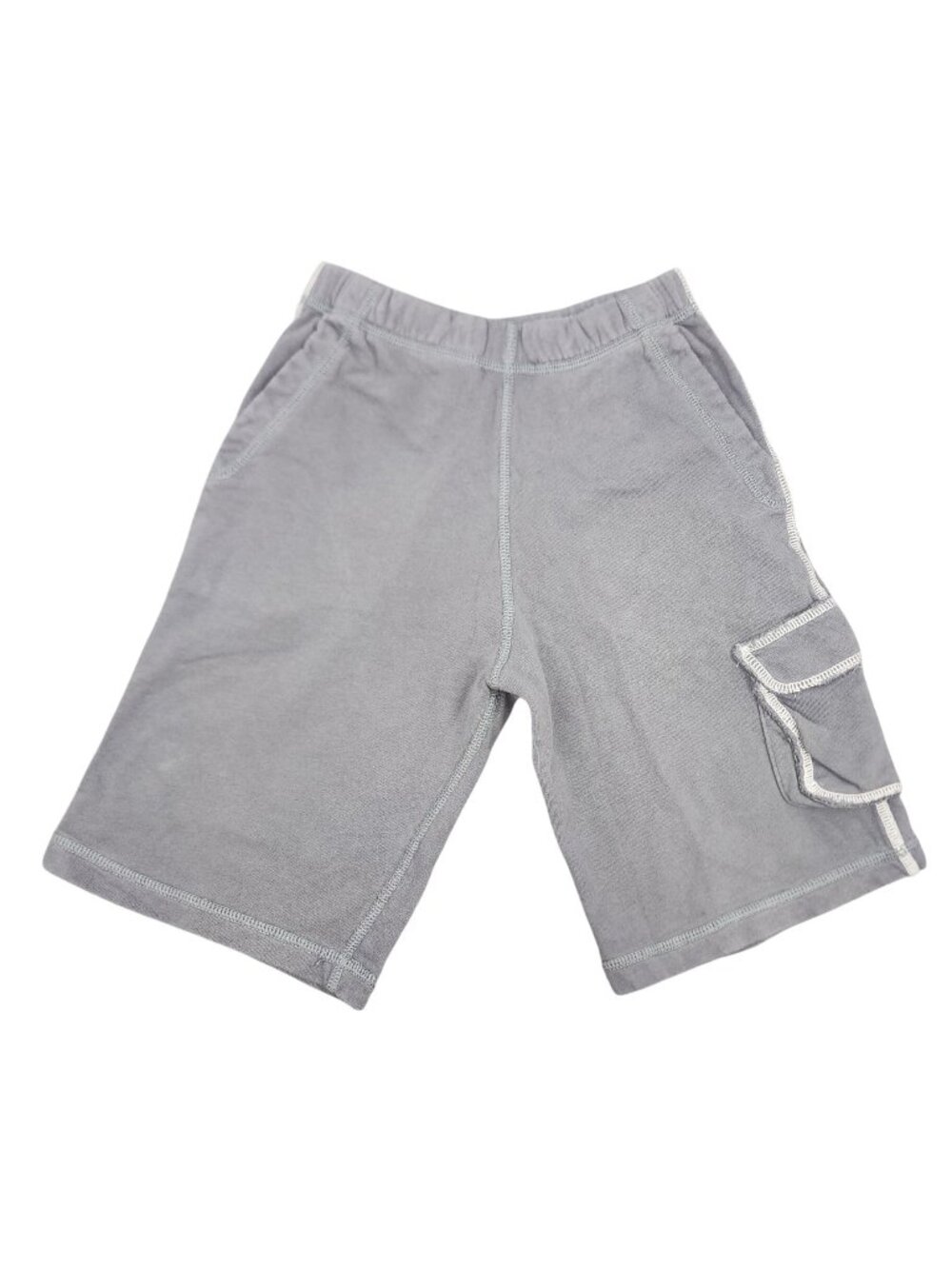 Boy's Hanna Andersson Gray White Cargo Knit Shorts Pull On 100% Cotton 7 or 120